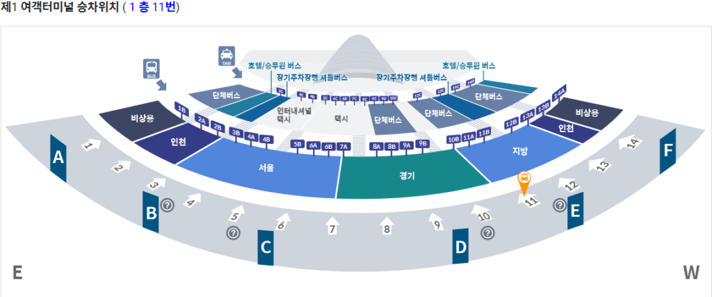 인천공항 1 터미널 버스 승차 위치